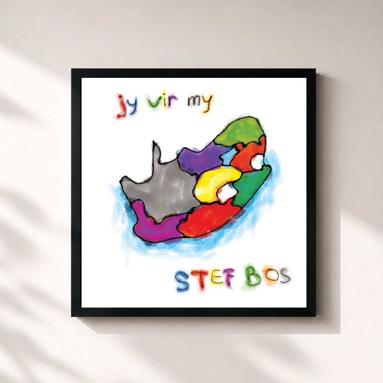 #noir Tableau carré de l'album Jy Vir My de Stef Bos, cadre noir 32x32 cm