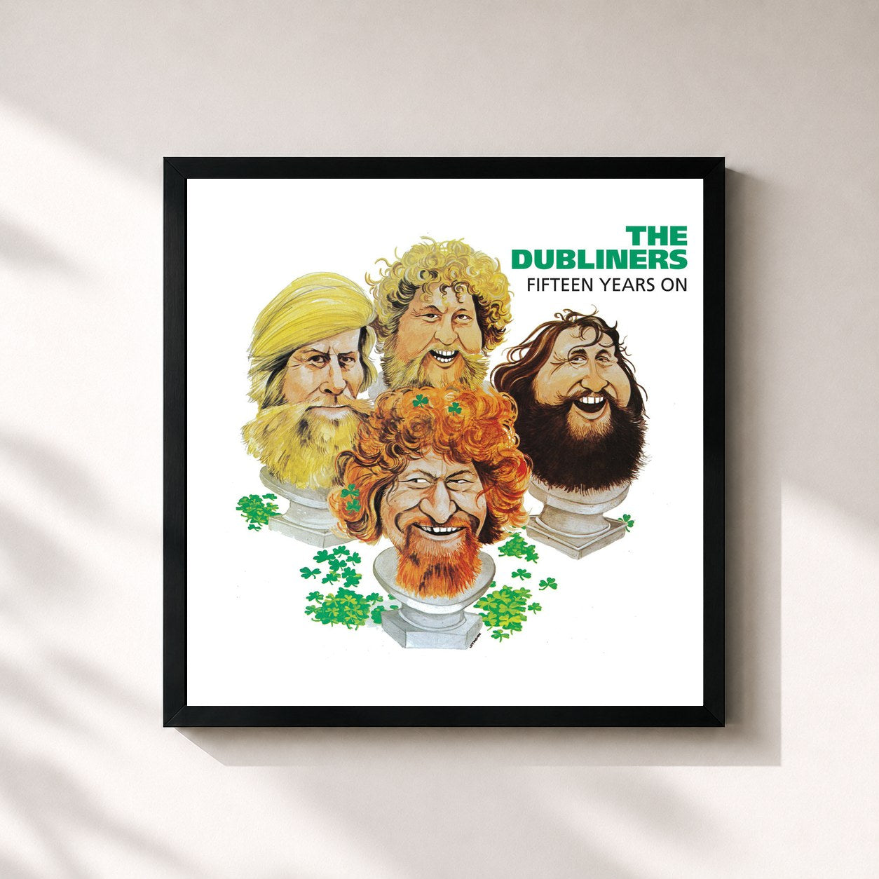 #noir Tableau carré de l'album Fifteen Years On de The Dubliners, cadre noir 32x32 cm