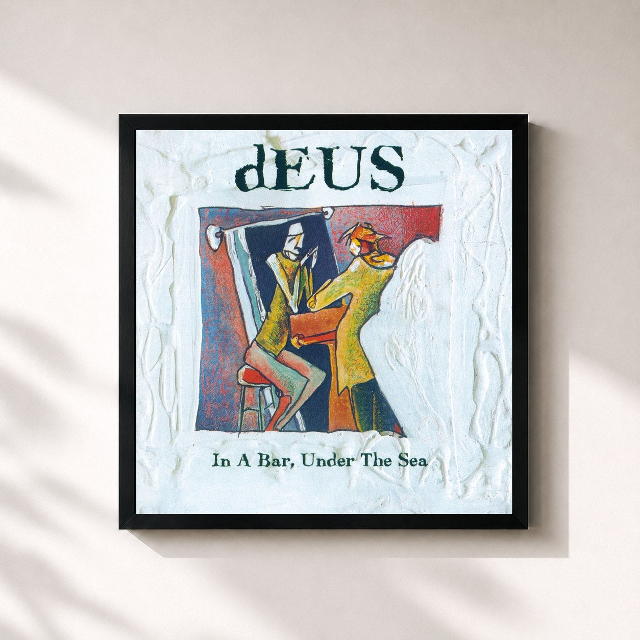 #noir Tableau carré de l'album In A Bar, Under The Sea de dEUS, cadre noir 32x32 cm