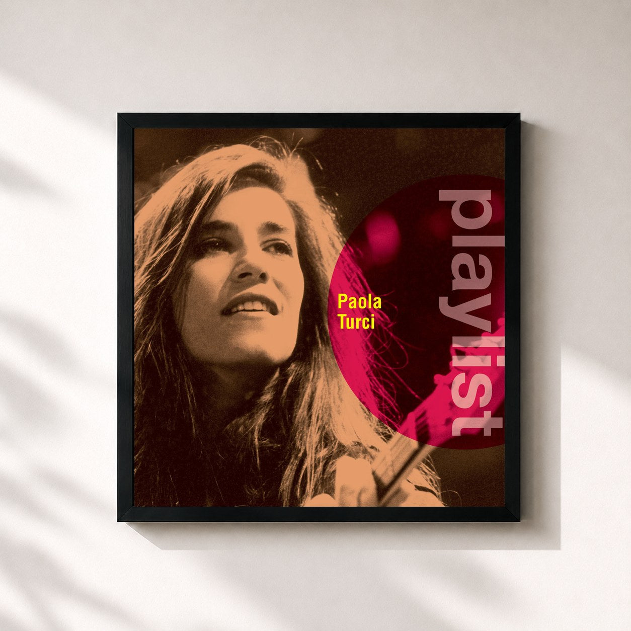#noir Tableau carré de l'album Playlist: Paola Turci de Paola Turci, cadre noir 32x32 cm