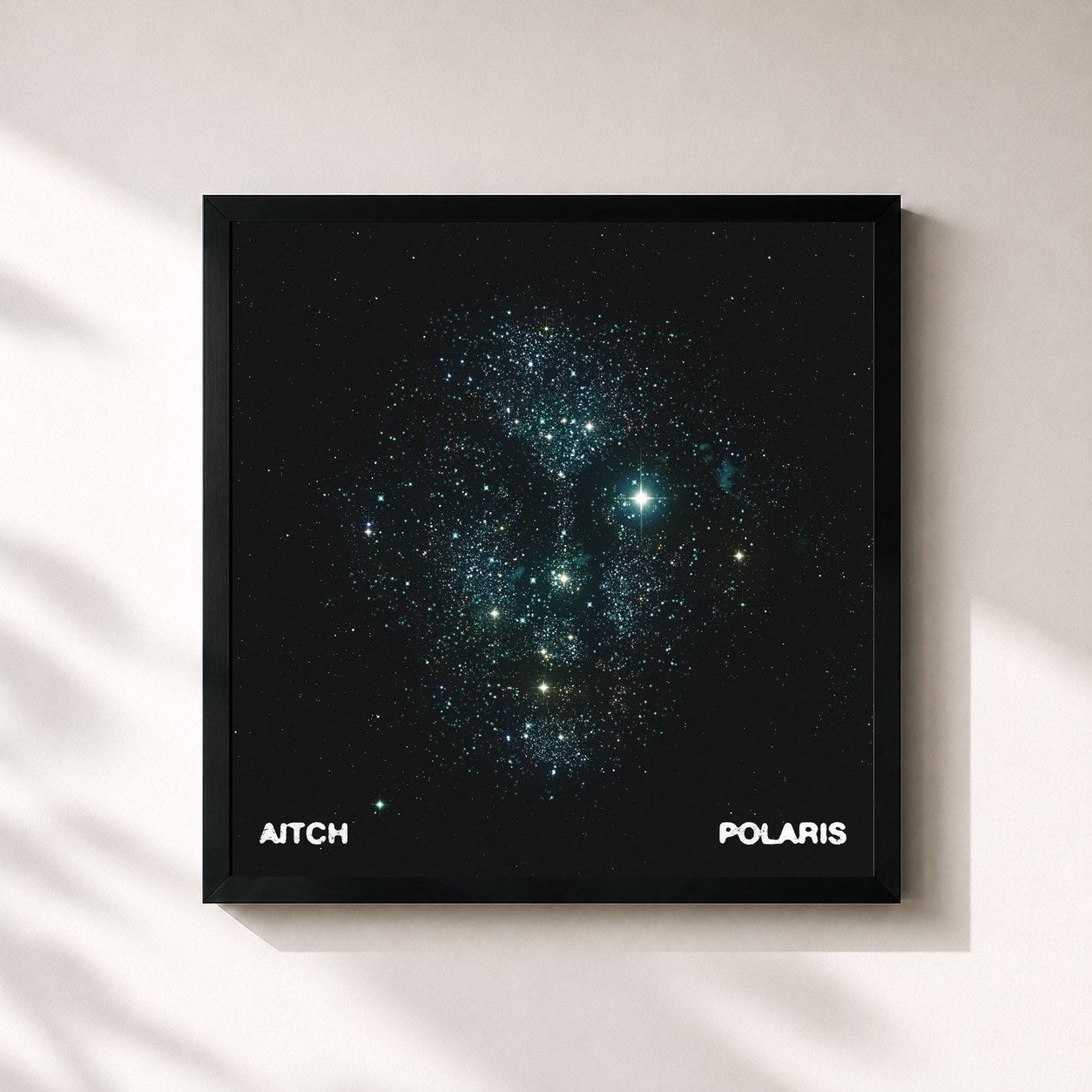 #noir Tableau carré de l'album Polaris de Aitch, cadre noir 32x32 cm