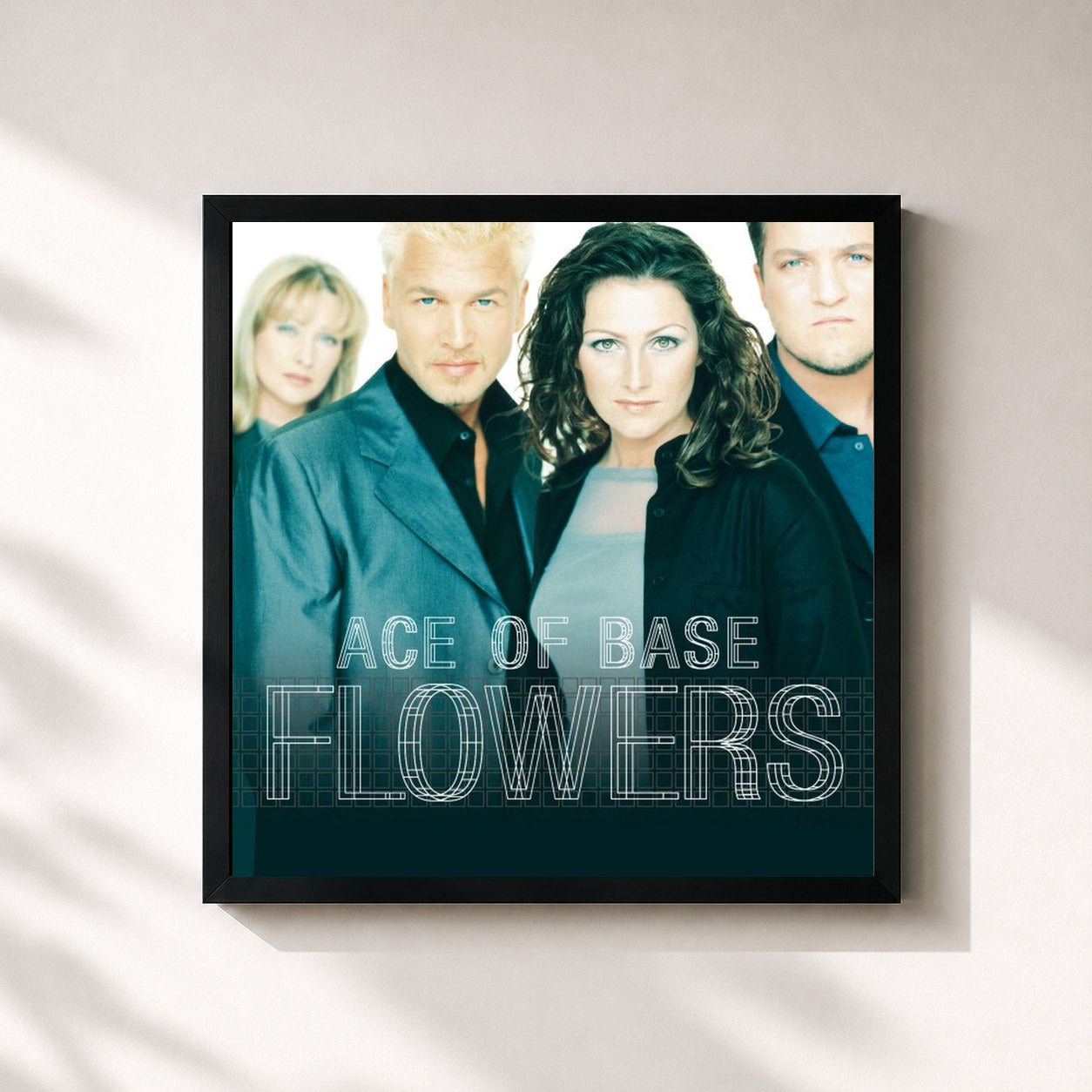 #noir Tableau carré de l'album Flowers de Ace of Base, cadre noir 32x32 cm