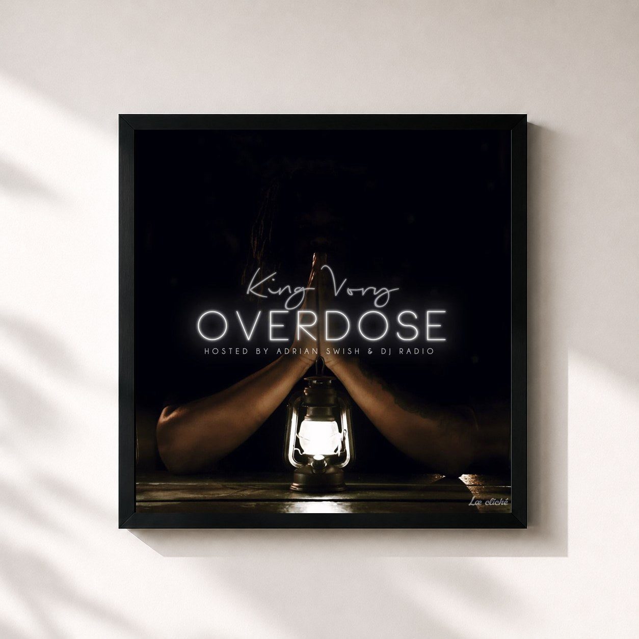 #noir Tableau carré de l'album Overdose de Vory, cadre noir 32x32 cm