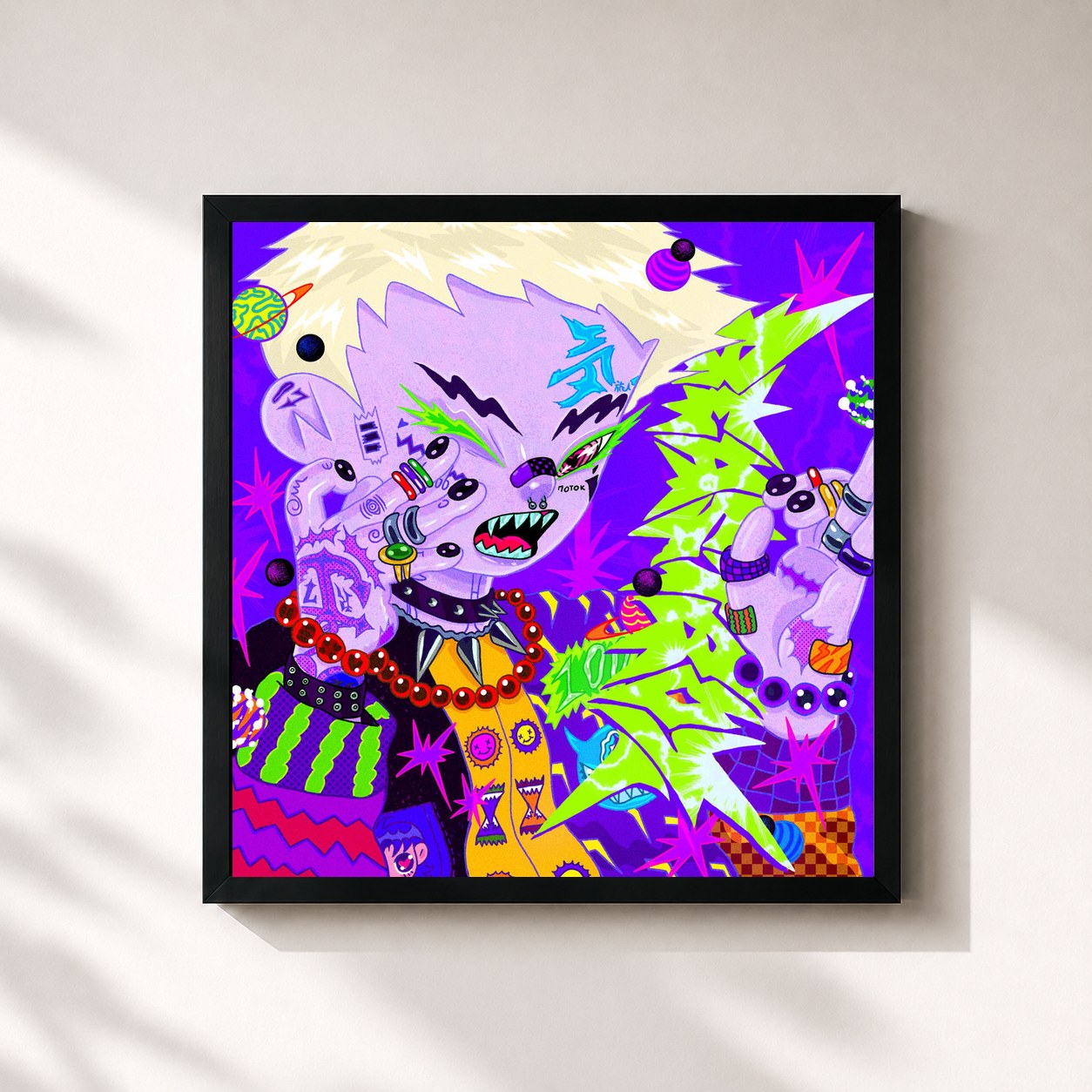 #noir Tableau carré de l'album MATHEMATIC-RAPADDICT de beastboy  , cadre noir 32x32 cm