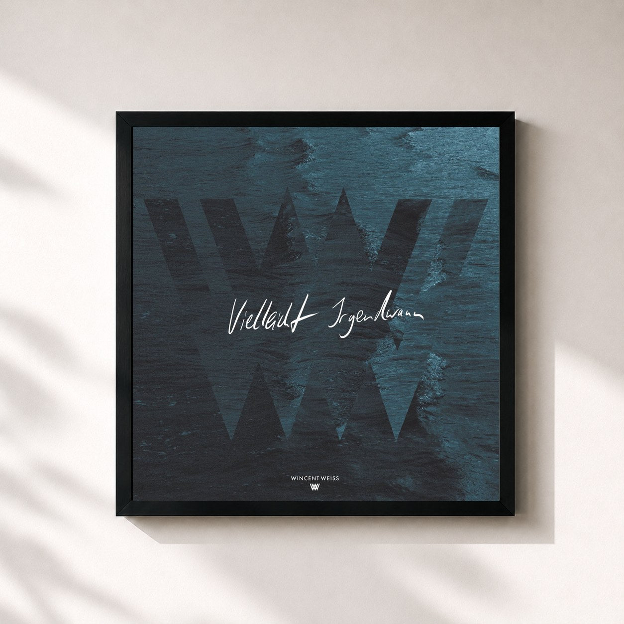 #noir Tableau carré de l'album Vielleicht Irgendwann de Wincent Weiss, cadre noir 32x32 cm