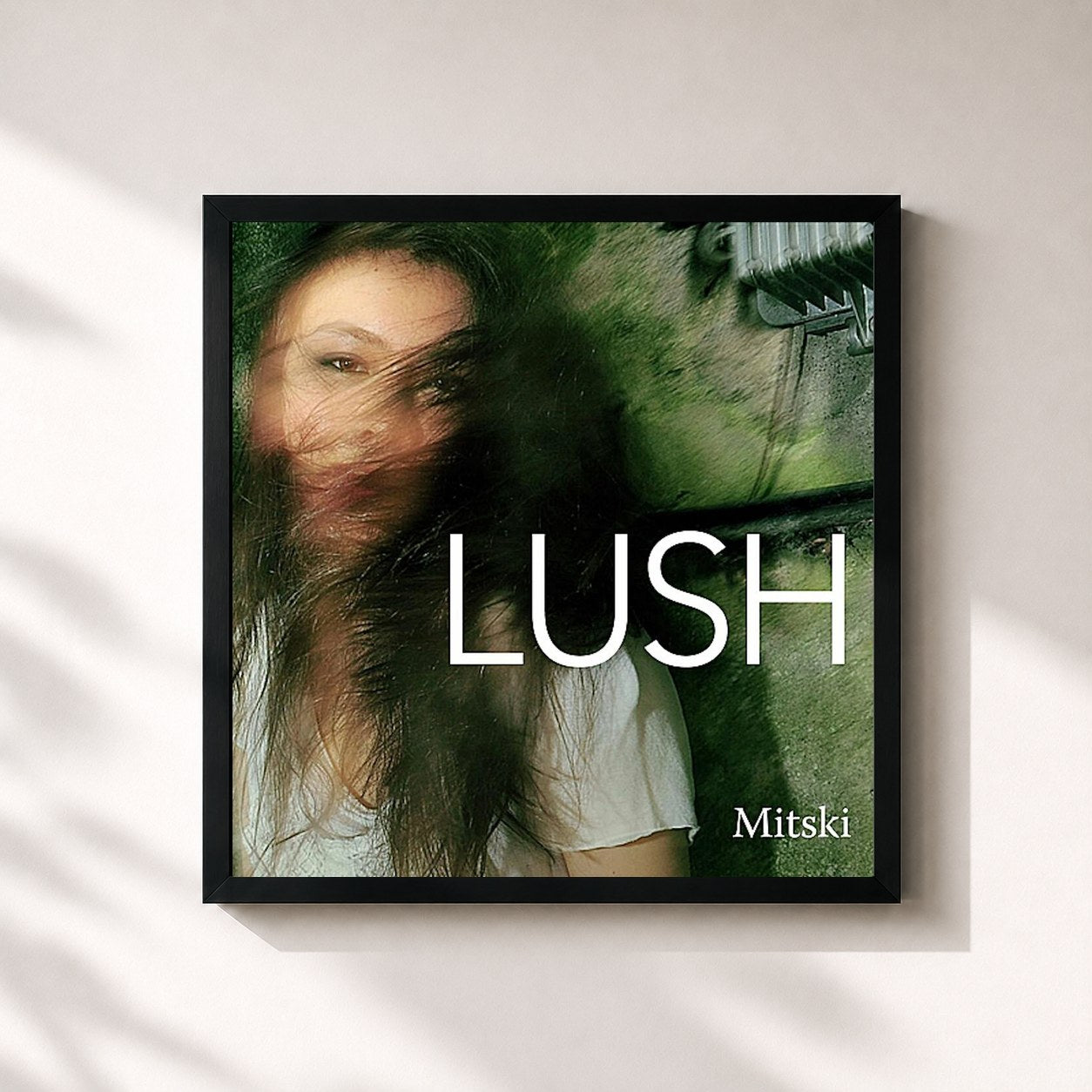 #noir Tableau carré de l'album Lush de Mitski, cadre noir 32x32 cm