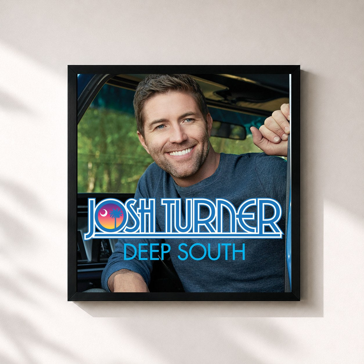 #noir Tableau carré de l'album Deep South de Josh Turner, cadre noir 32x32 cm