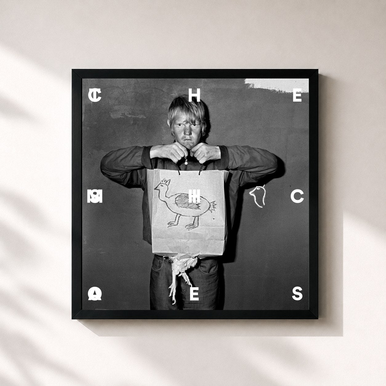 #noir Tableau carré de l'album Chemicals de The Shoes, cadre noir 32x32 cm
