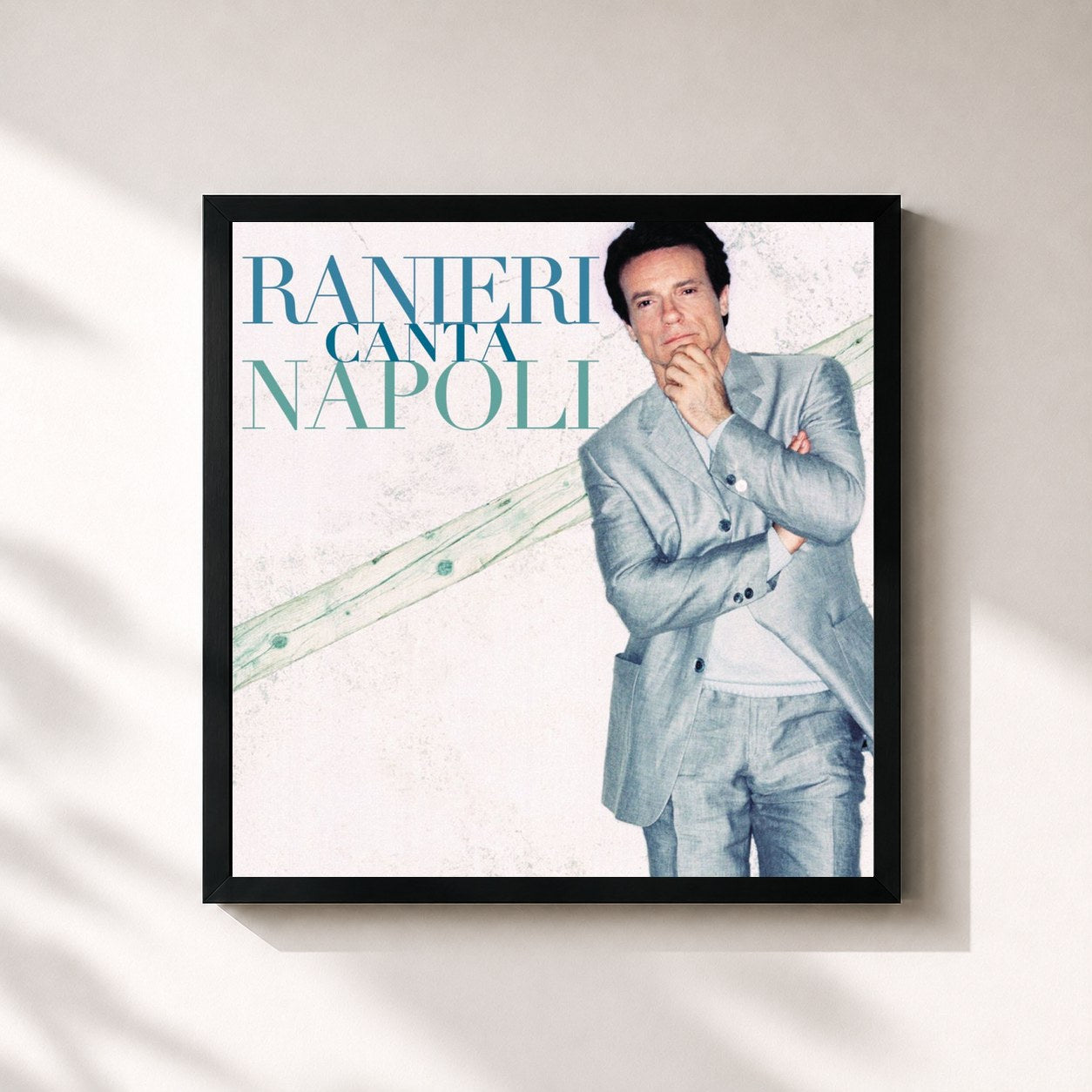 #noir Tableau carré de l'album Ranieri Canta Napoli de Massimo Ranieri, cadre noir 32x32 cm