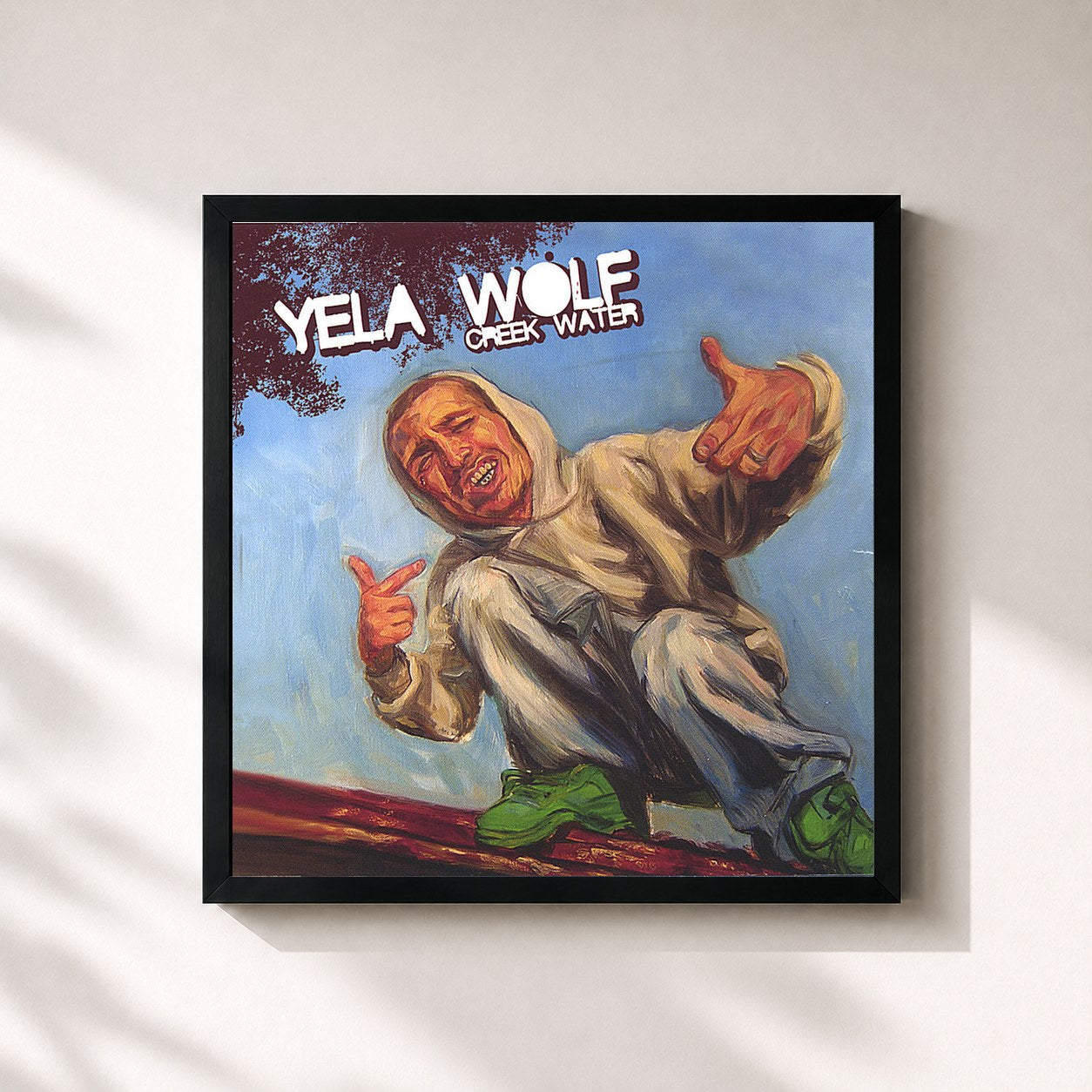 #noir Tableau carré de l'album CreekWater de Yelawolf, cadre noir 32x32 cm