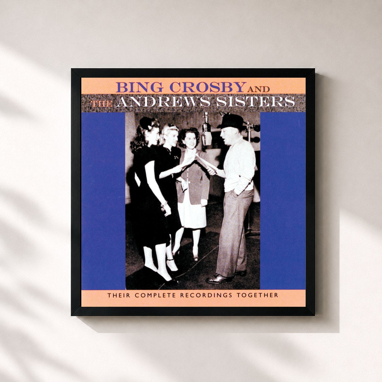 #noir Tableau carré de l'album Their Complete Recordings Together de Bing Crosby, cadre noir 32x32 cm