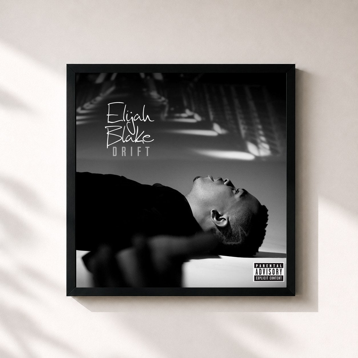 #noir Tableau carré de l'album Drift de Elijah Blake, cadre noir 32x32 cm
