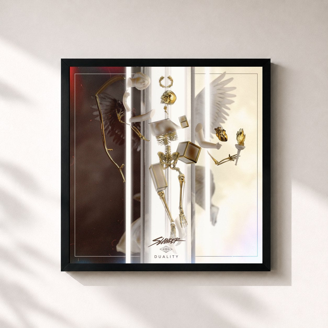 #noir Tableau carré de l'album Duality de Slander, cadre noir 32x32 cm