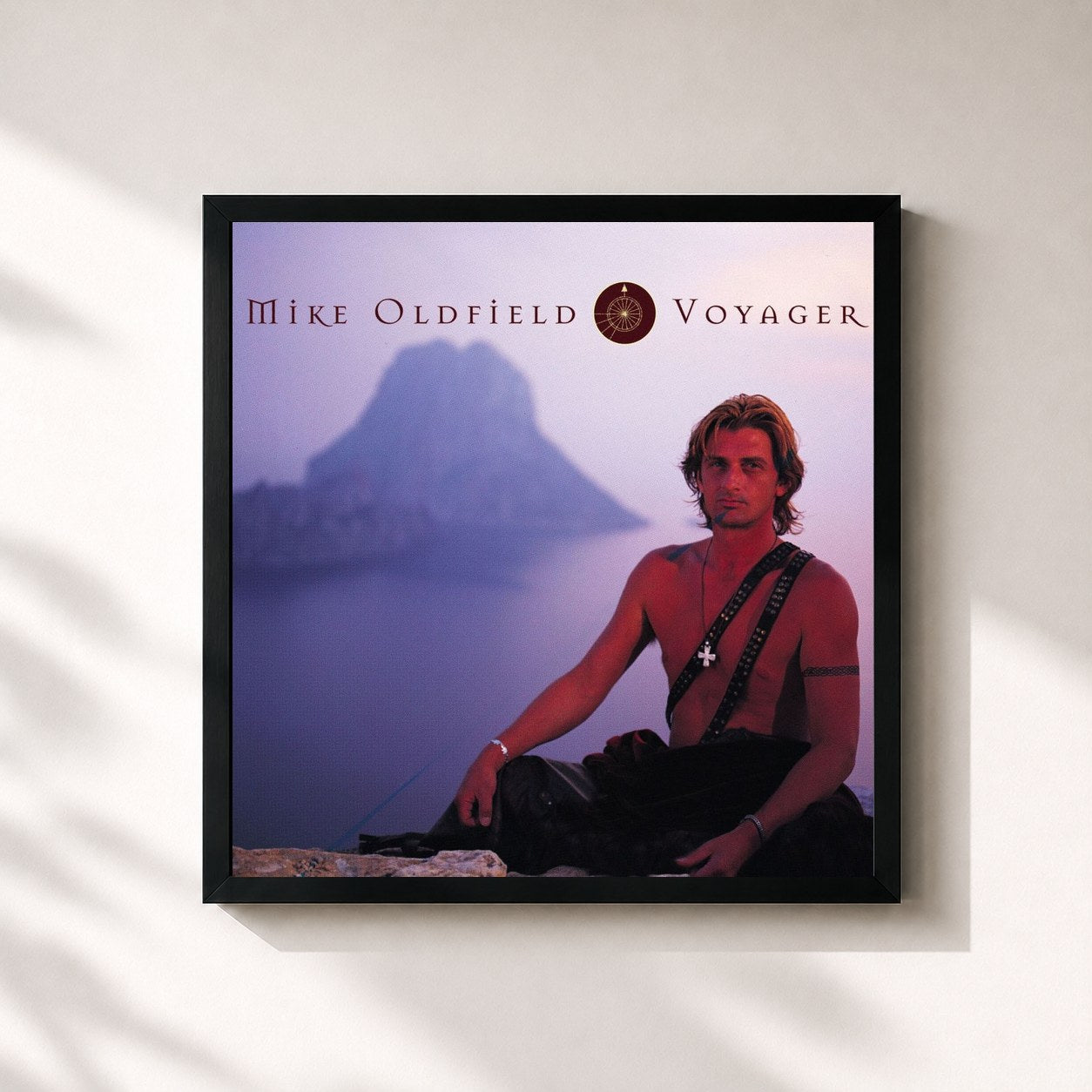 #noir Tableau carré de l'album The Voyager de Mike Oldfield, cadre noir 32x32 cm
