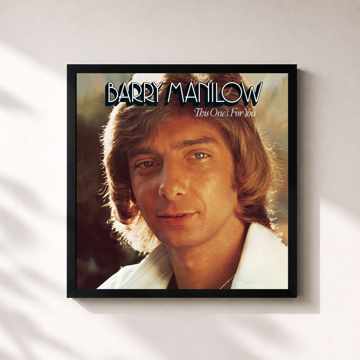 #noir Tableau carré de l'album This One's For You de Barry Manilow, cadre noir 32x32 cm