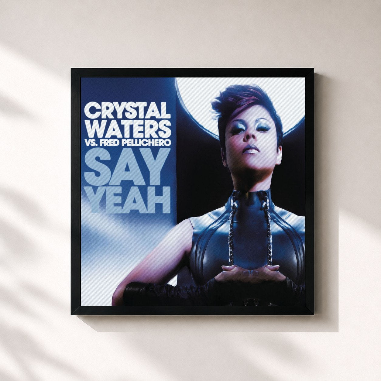 #noir Tableau carré de l'album Say Yeah (feat. Fred Pellichero) de Crystal Waters, cadre noir 32x32 cm