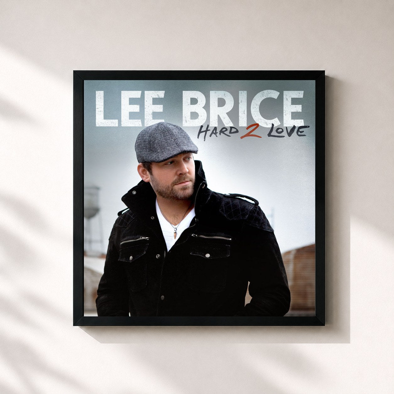 #noir Tableau carré de l'album Hard 2 Love de Lee Brice, cadre noir 32x32 cm