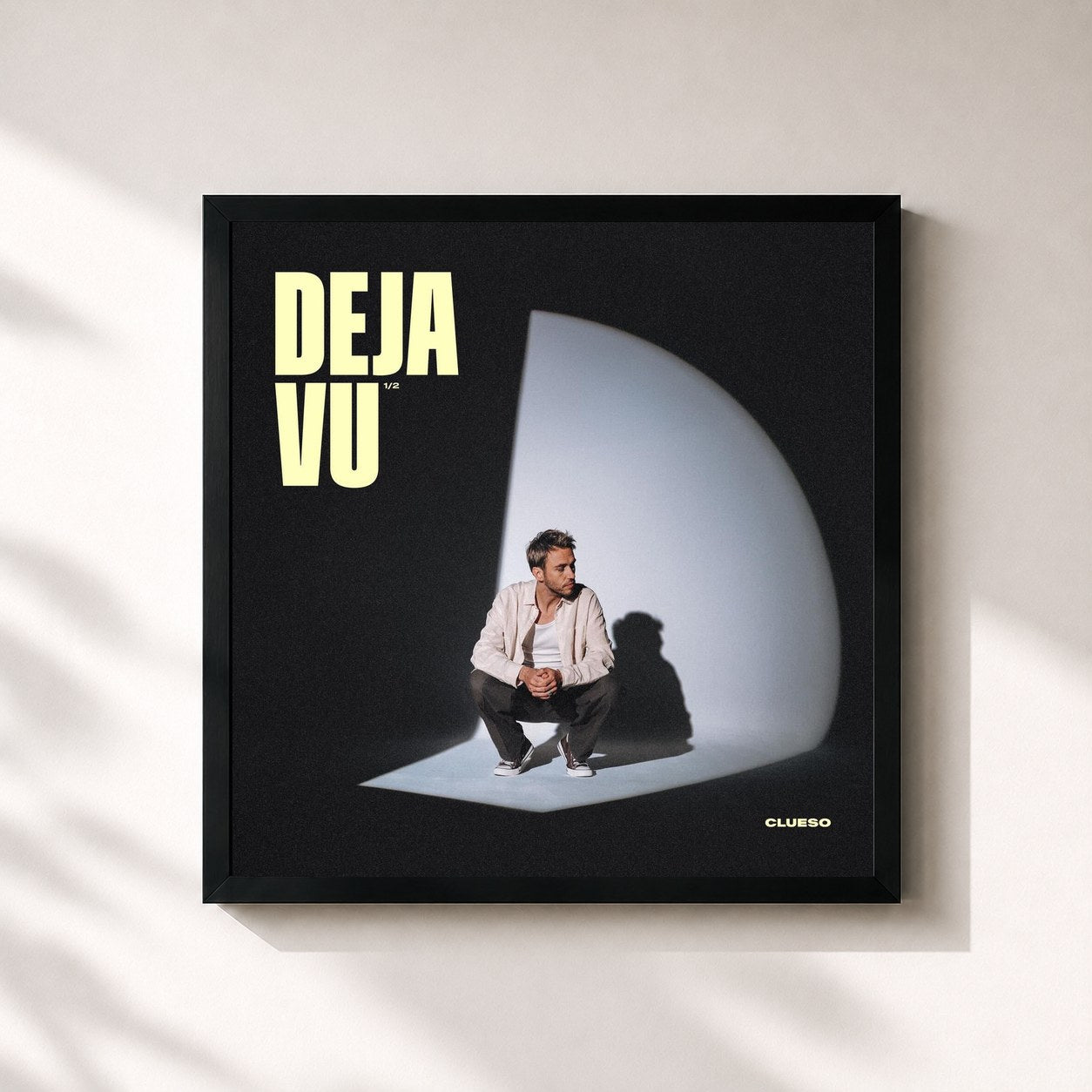 #noir Tableau carré de l'album Deja Vu 1/2 de Clueso, cadre noir 32x32 cm