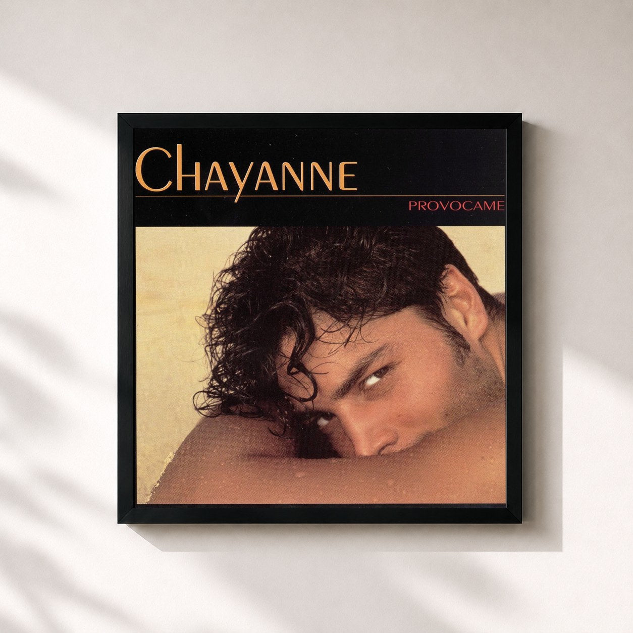 #noir Tableau carré de l'album Provócame de Chayanne, cadre noir 32x32 cm