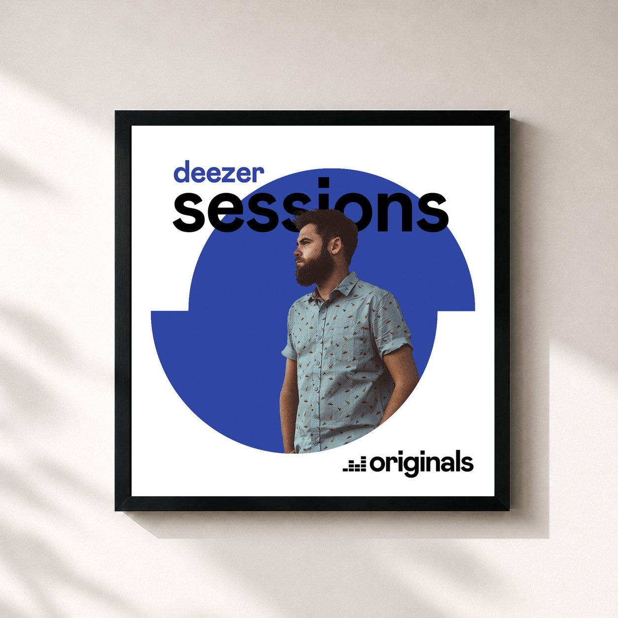 #noir Tableau carré de l'album Deezer Session de Passenger, cadre noir 32x32 cm