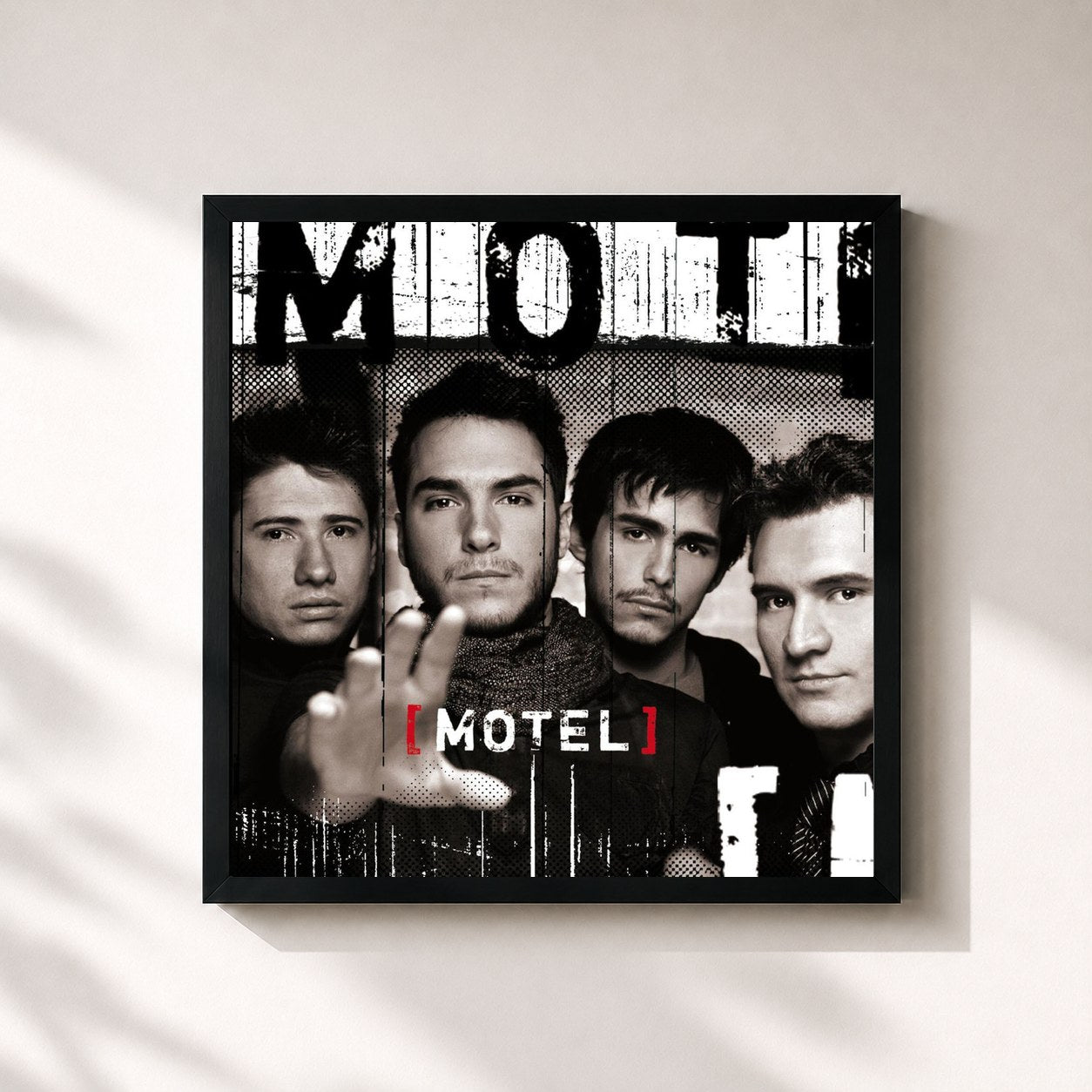 #noir Tableau carré de l'album Motel de MOTEL, cadre noir 32x32 cm