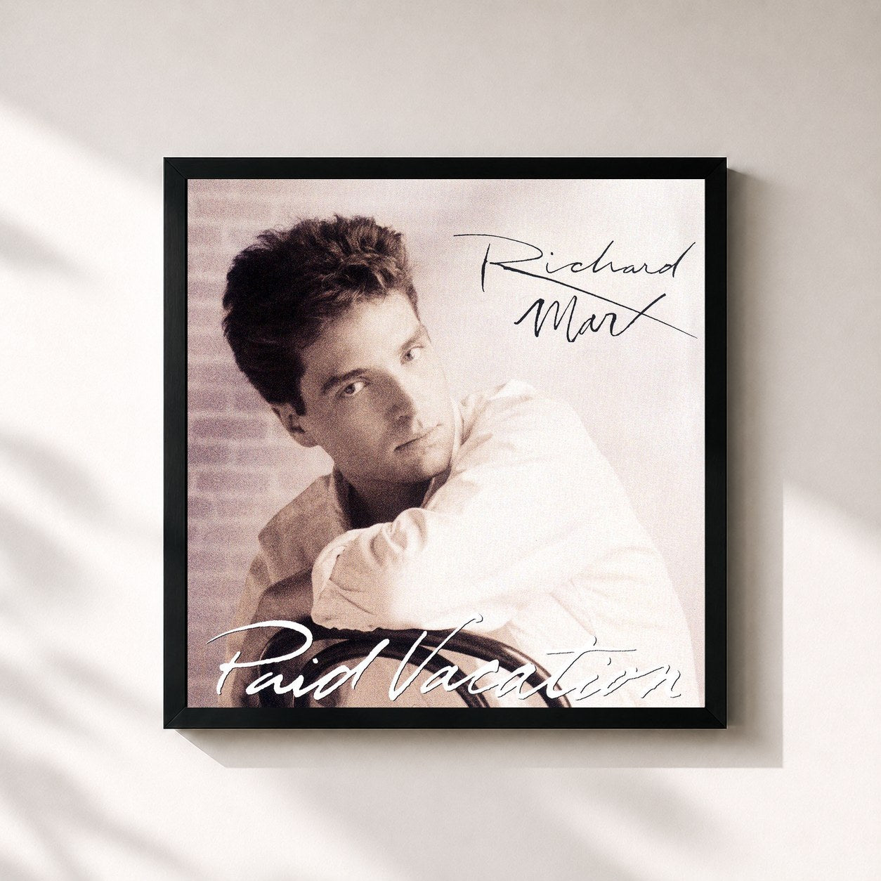 #noir Tableau carré de l'album Paid Vacation de Richard Marx, cadre noir 32x32 cm