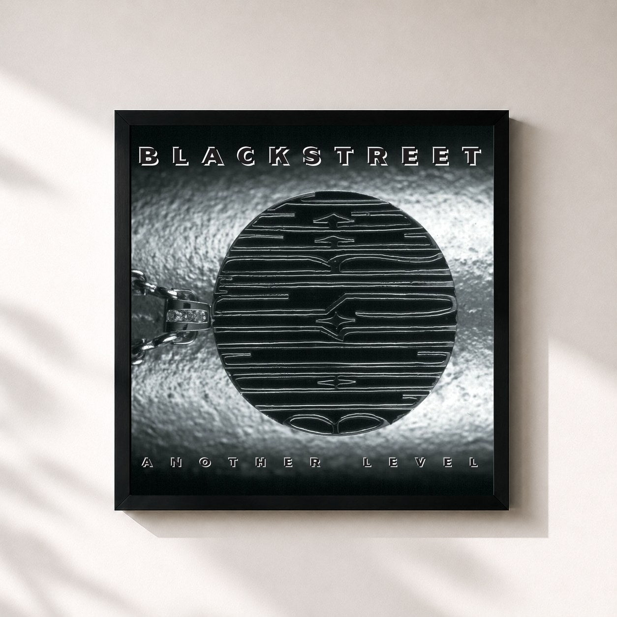 #noir Tableau carré de l'album Another Level de Blackstreet, cadre noir 32x32 cm