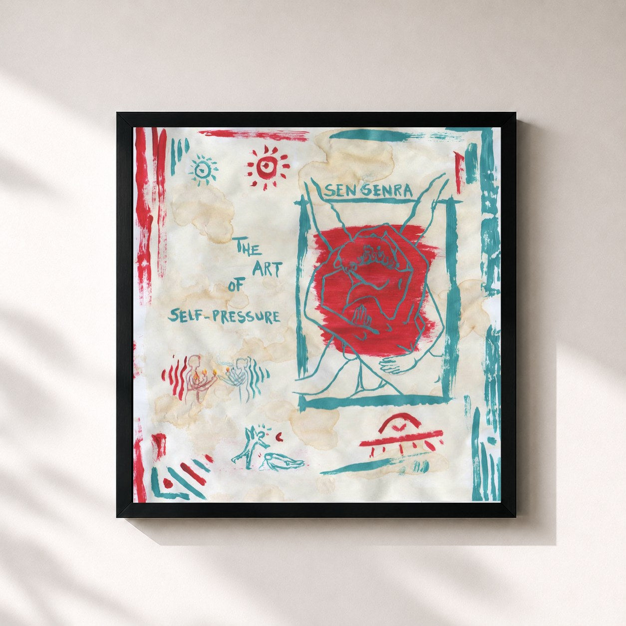 #noir Tableau carré de l'album The Art of Self-Pressure de Sen Senra, cadre noir 32x32 cm