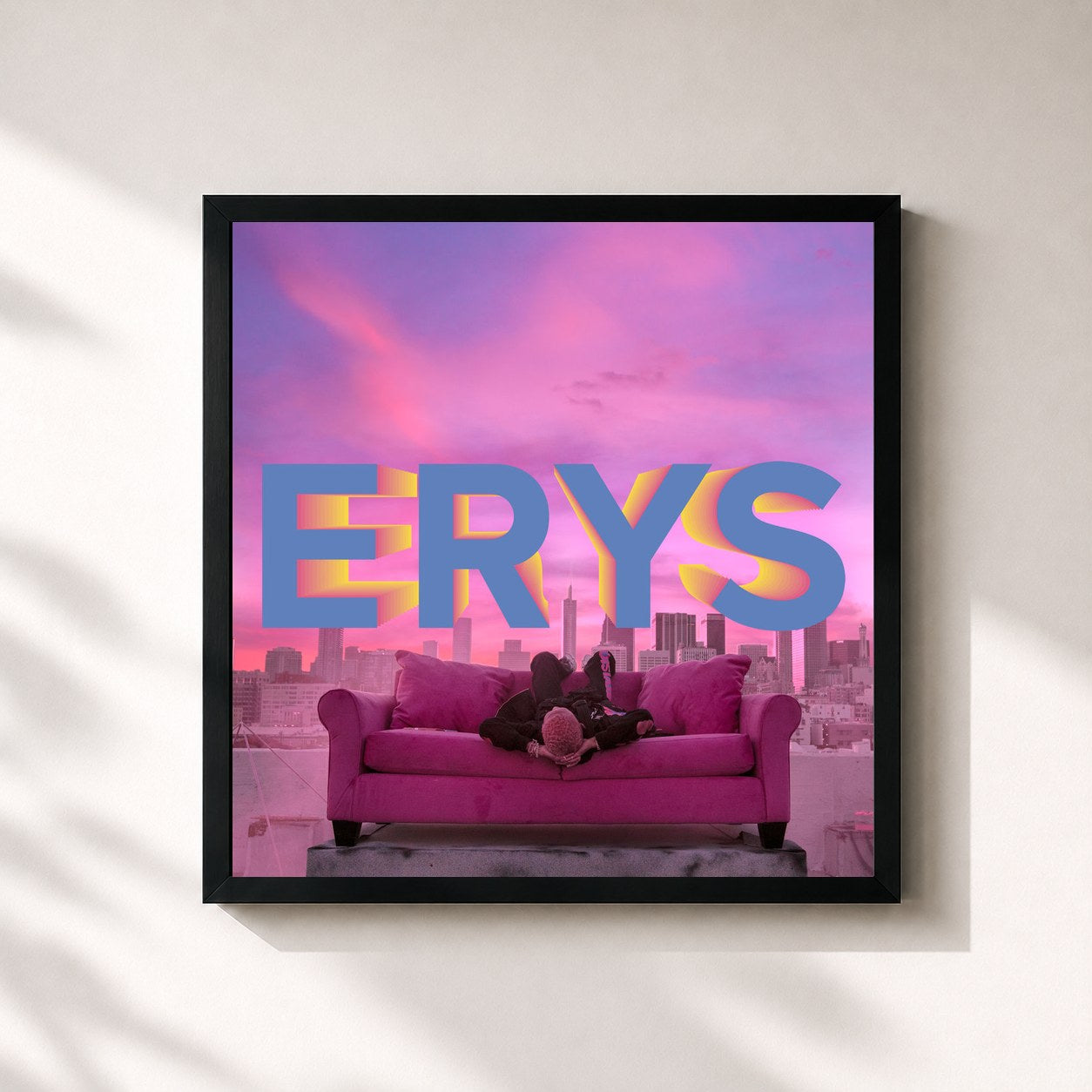 #noir Tableau carré de l'album ERYS de Jaden, cadre noir 32x32 cm