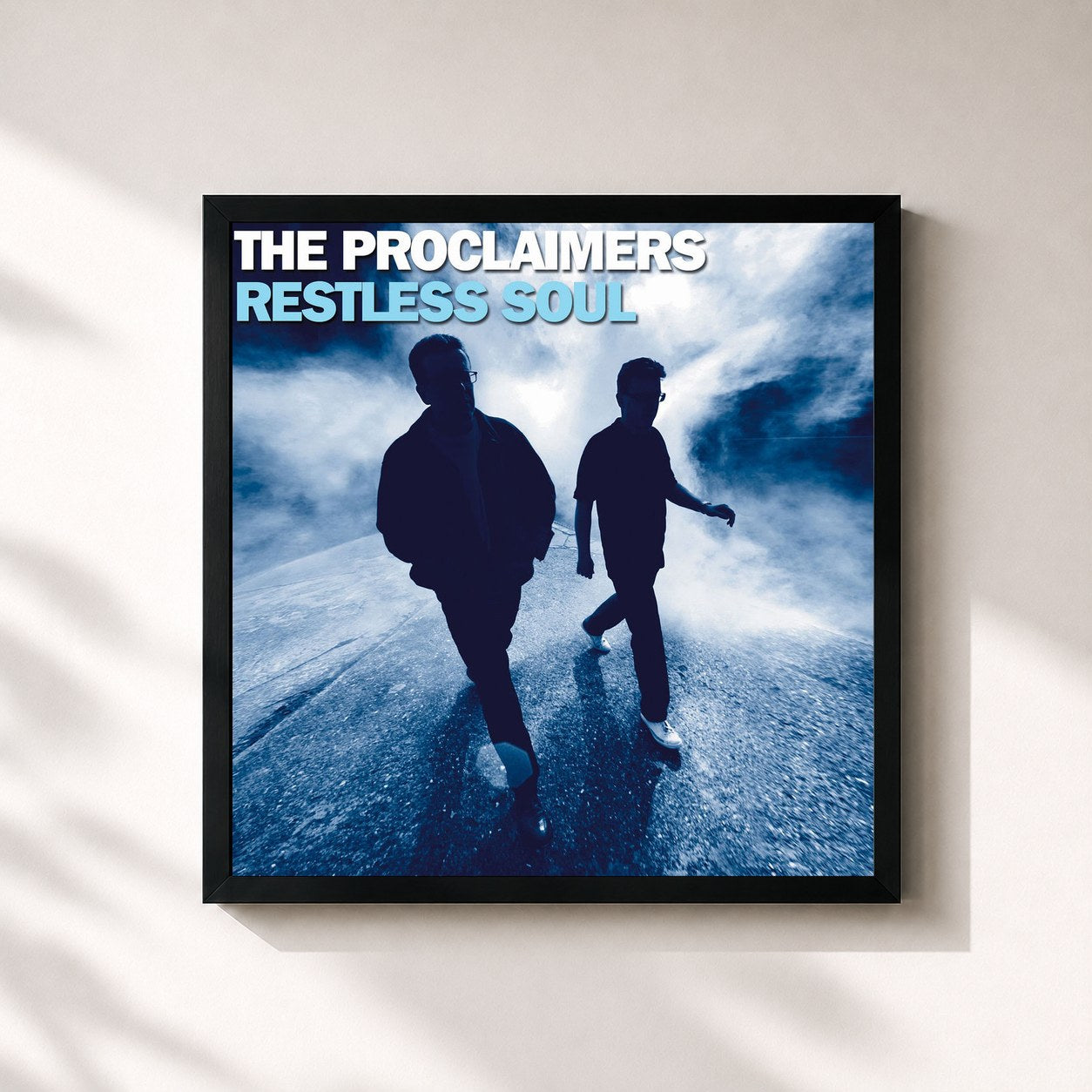 #noir Tableau carré de l'album Restless Soul de The Proclaimers, cadre noir 32x32 cm