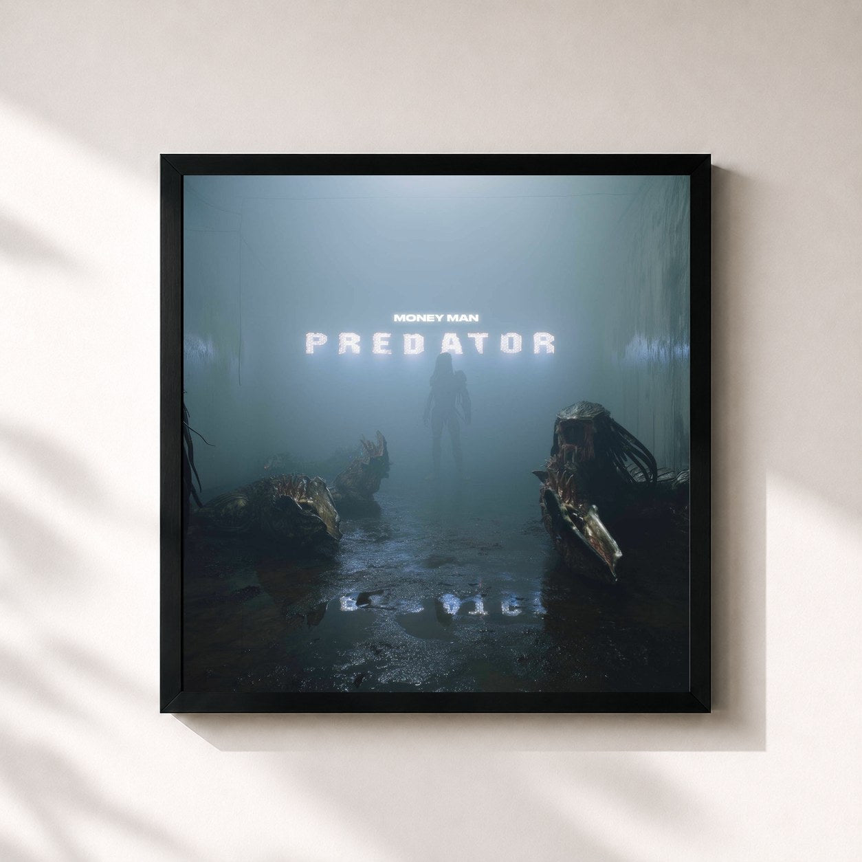 #noir Tableau carré de l'album Predator de Money Man, cadre noir 32x32 cm