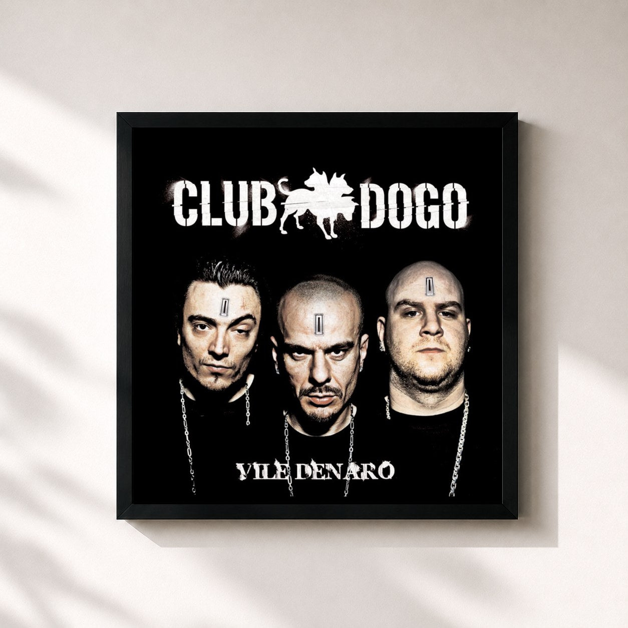 #noir Tableau carré de l'album Vile Denaro de Club Dogo, cadre noir 32x32 cm