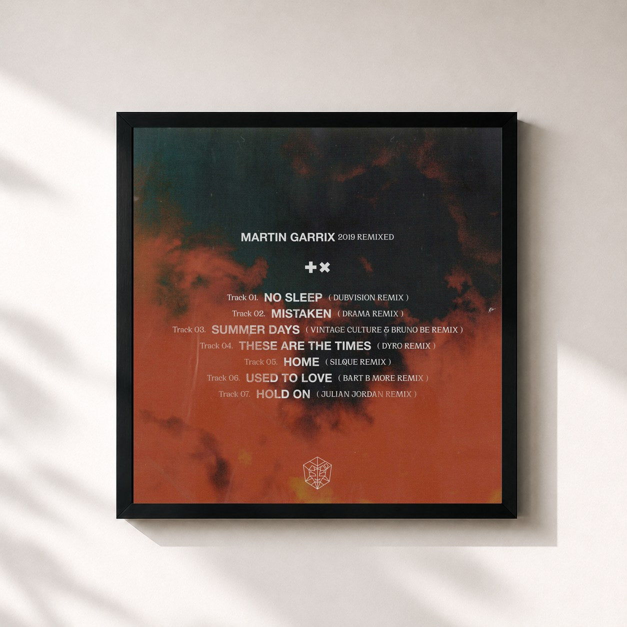 #noir Tableau carré de l'album 2019 Remixed de Martin Garrix, cadre noir 32x32 cm
