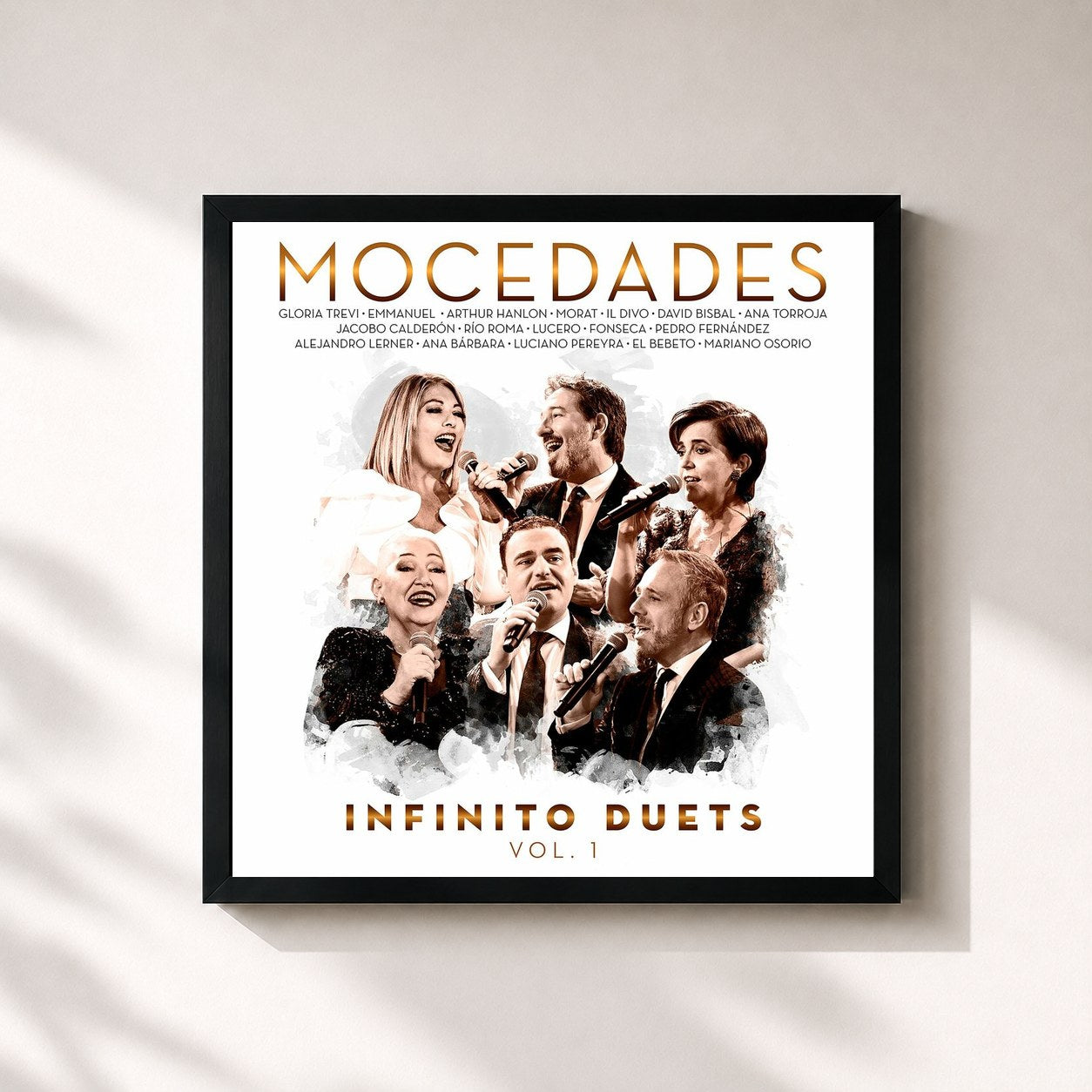#noir Tableau carré de l'album Infinito Duets (Vol. 1) de Mocedades, cadre noir 32x32 cm