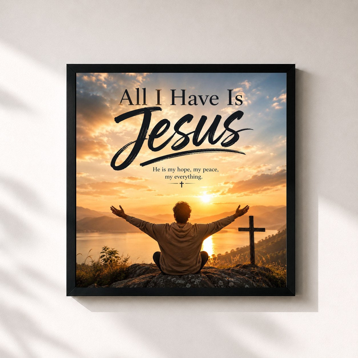 #noir Tableau carré de l'album All I Have Is Jesus de Felipe Santos, cadre noir 32x32 cm