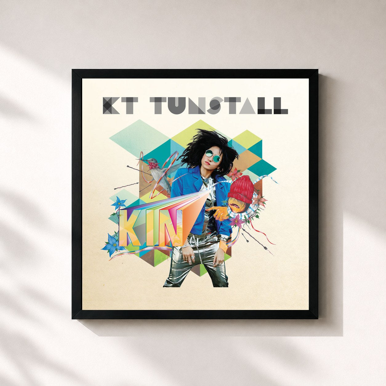 #noir Tableau carré de l'album KIN de KT Tunstall, cadre noir 32x32 cm