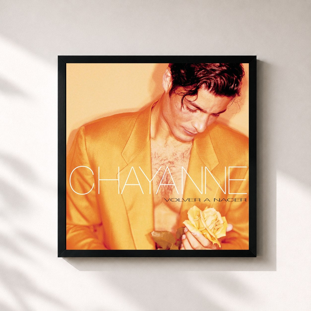 #noir Tableau carré de l'album Volver A Nacer de Chayanne, cadre noir 32x32 cm