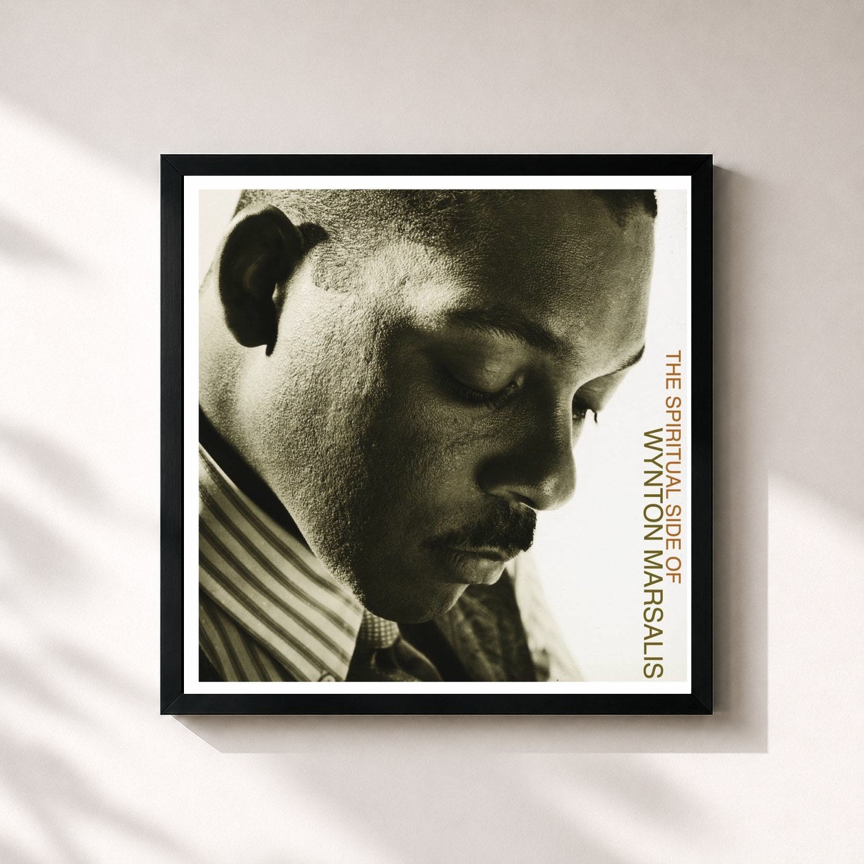#noir Tableau carré de l'album The Spiritual Side of Wynton Marsalis de Wynton Marsalis, cadre noir 32x32 cm