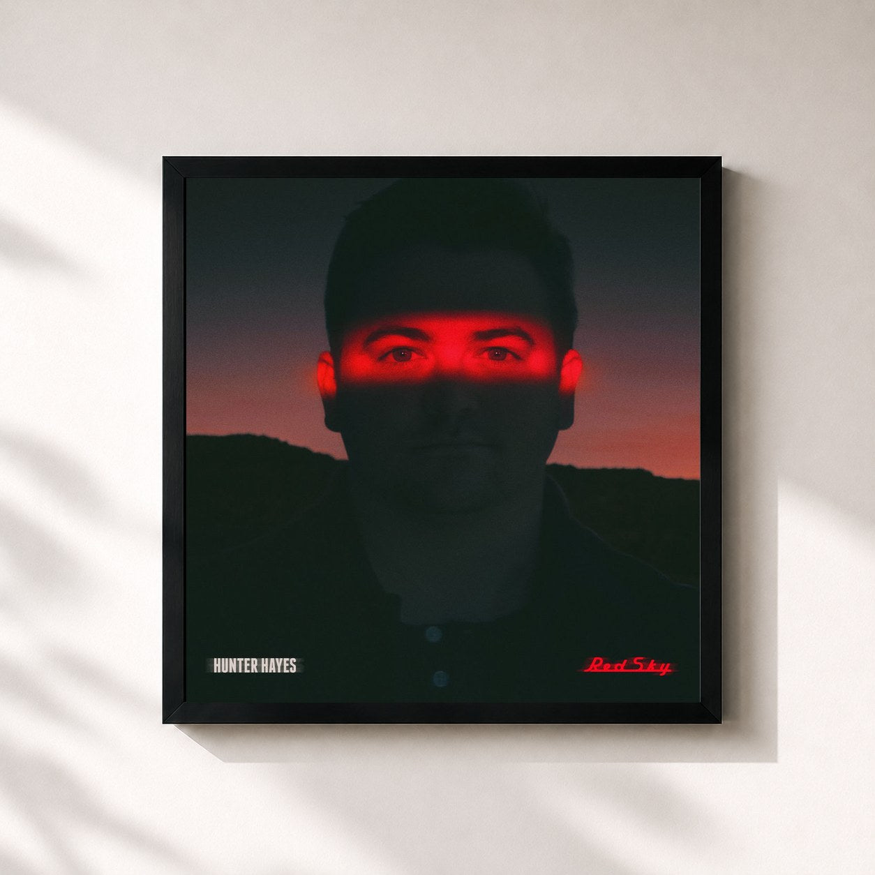 #noir Tableau carré de l'album Red Sky de Hunter Hayes, cadre noir 32x32 cm