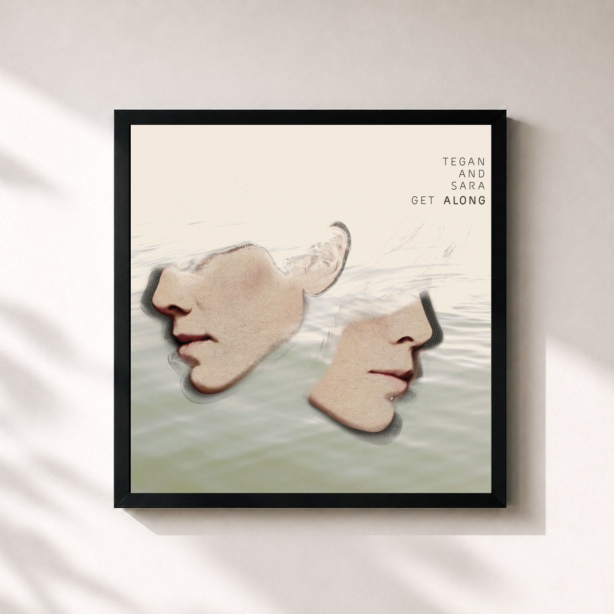 #noir Tableau carré de l'album Get Along de Tegan and Sara, cadre noir 32x32 cm