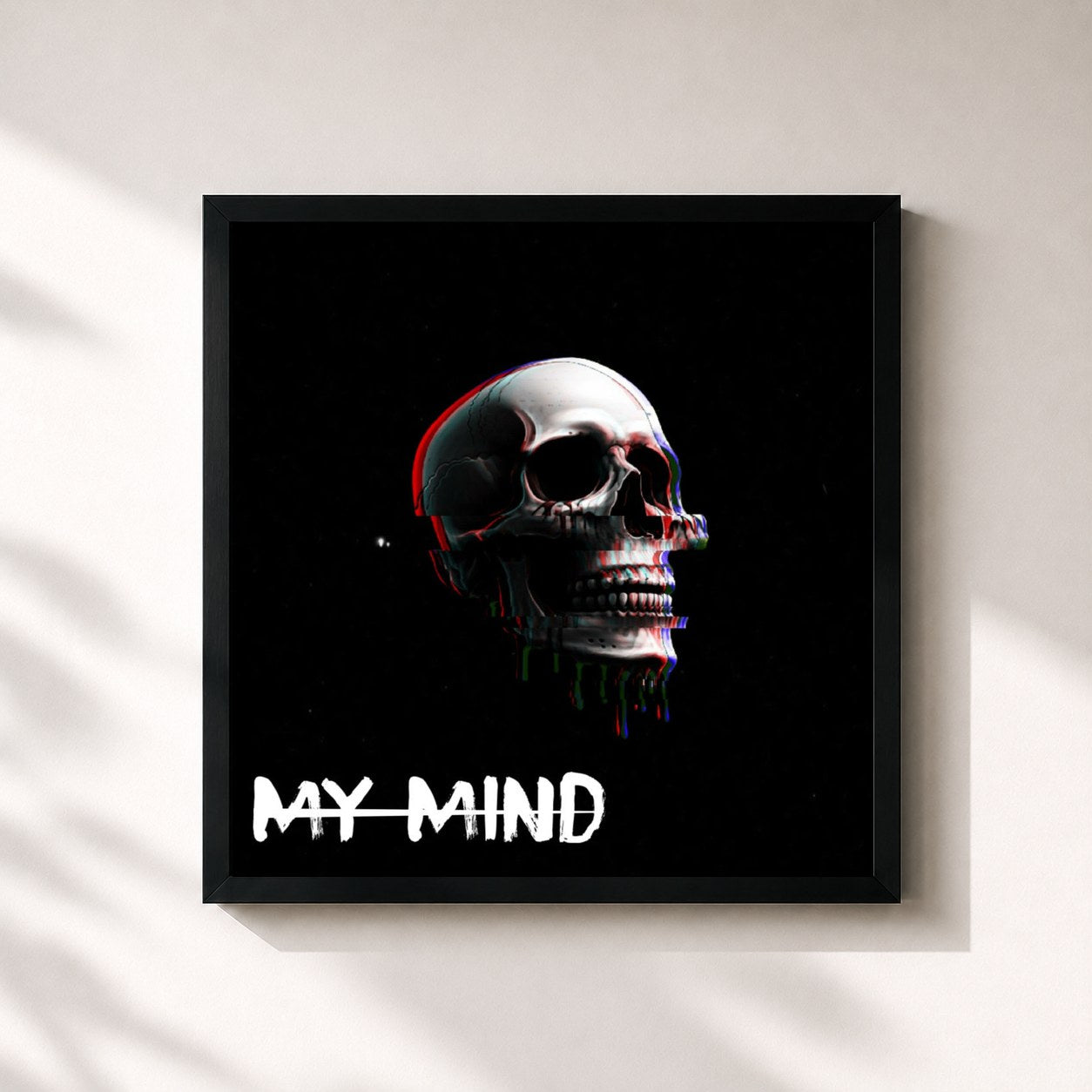 #noir Tableau carré de l'album My Mind de Judith, cadre noir 32x32 cm