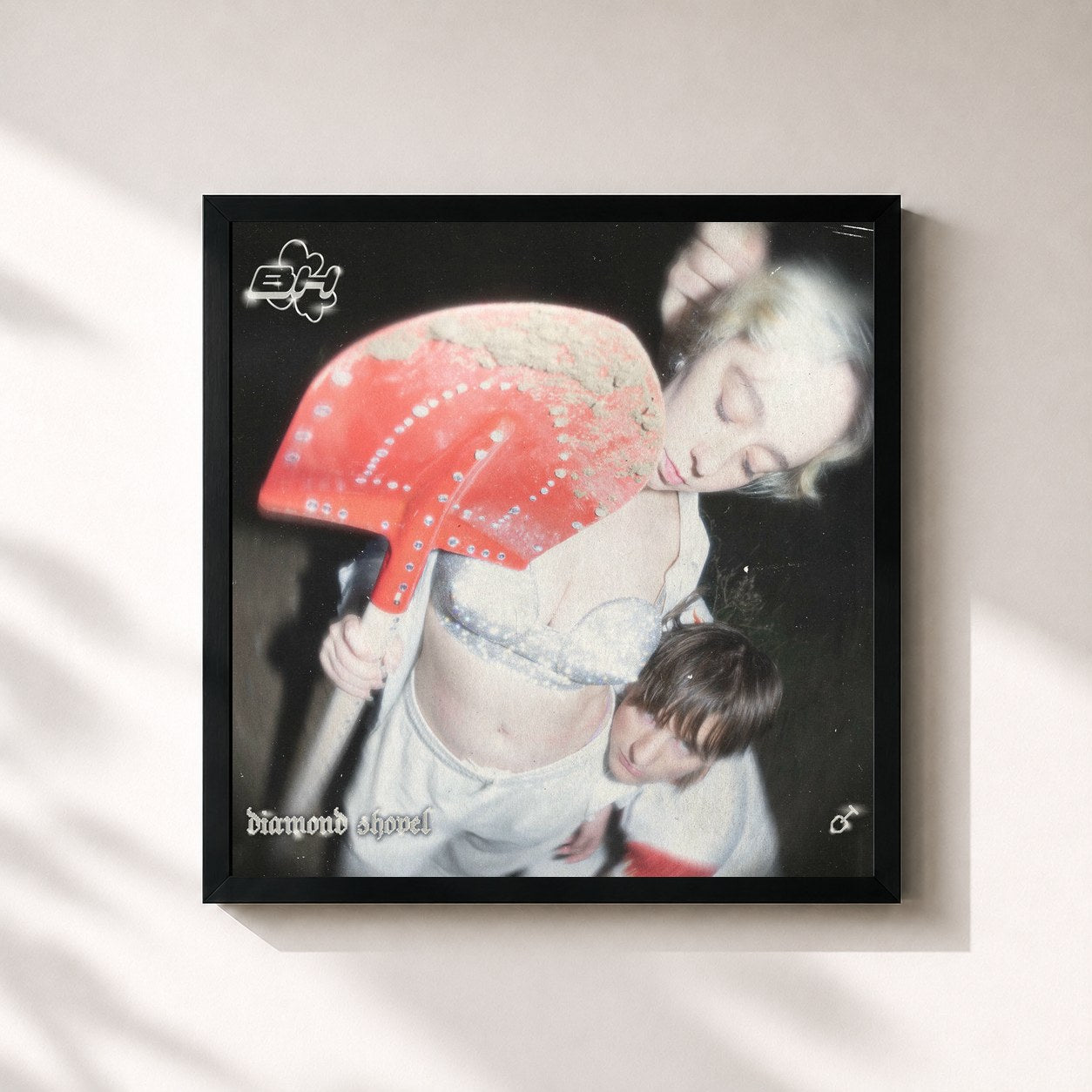 #noir Tableau carré de l'album Diamond Shovel de Blue Hawaii, cadre noir 32x32 cm