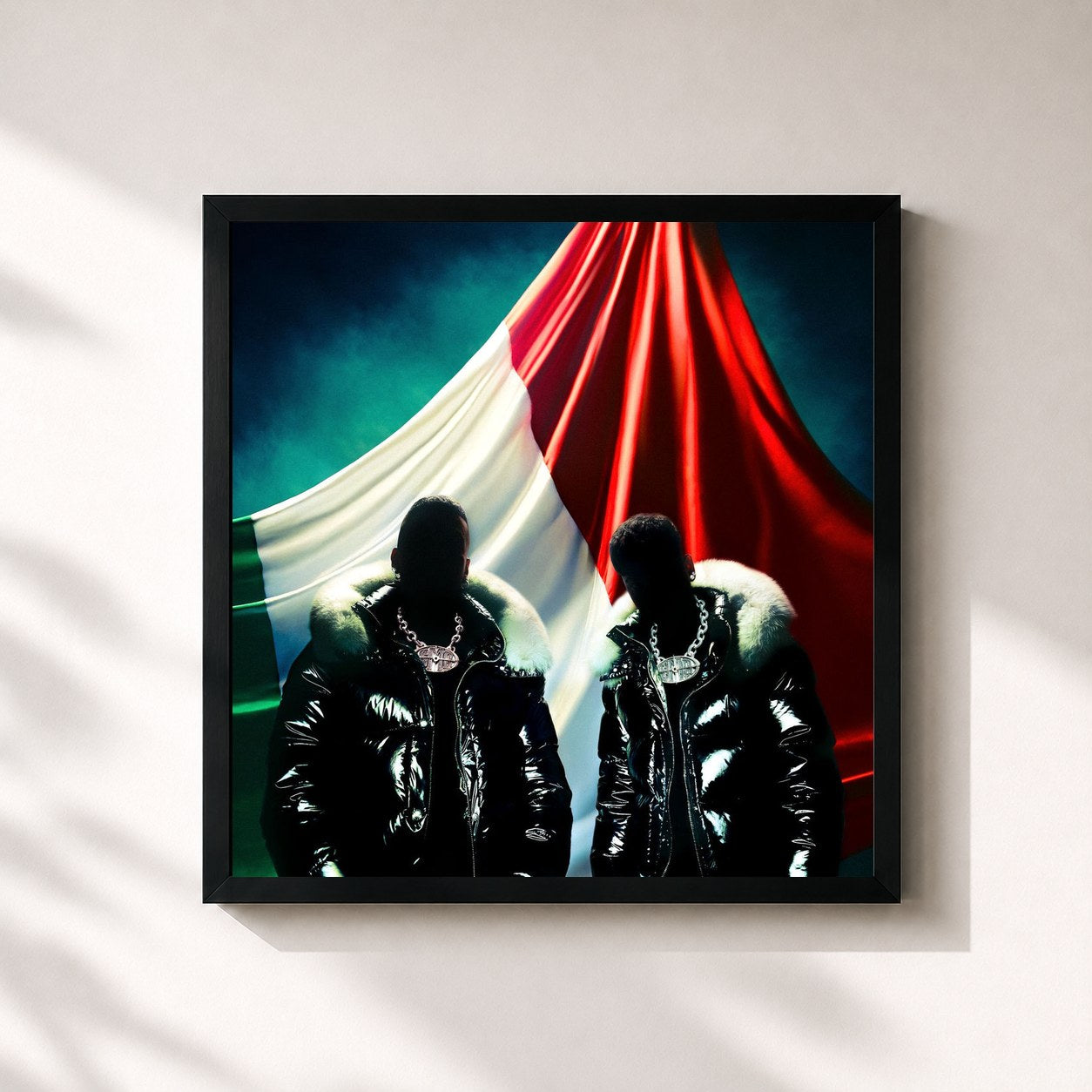 #noir Tableau carré de l'album SANTANA MONEY GANG de Sfera Ebbasta, cadre noir 32x32 cm