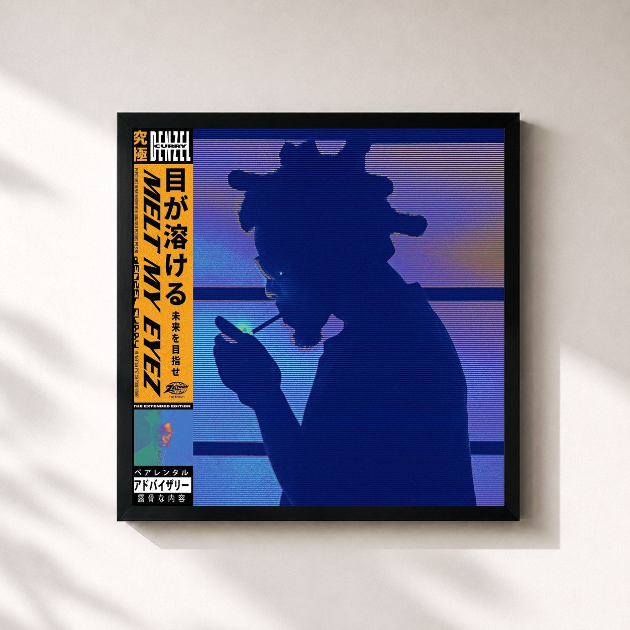 #noir Tableau carré de l'album Melt My Eyez See Your Future (The Extended Edition) de Denzel Curry, cadre noir 32x32 cm