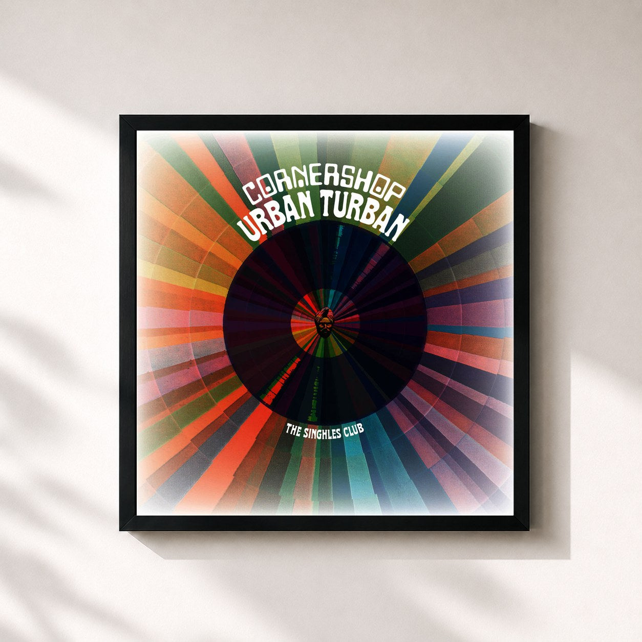 #noir Tableau carré de l'album Urban Turban de Cornershop, cadre noir 32x32 cm