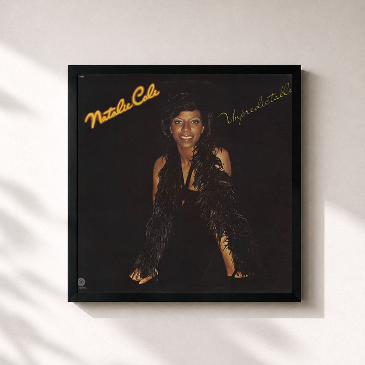 #noir Tableau carré de l'album Unpredictable de Natalie Cole, cadre noir 32x32 cm