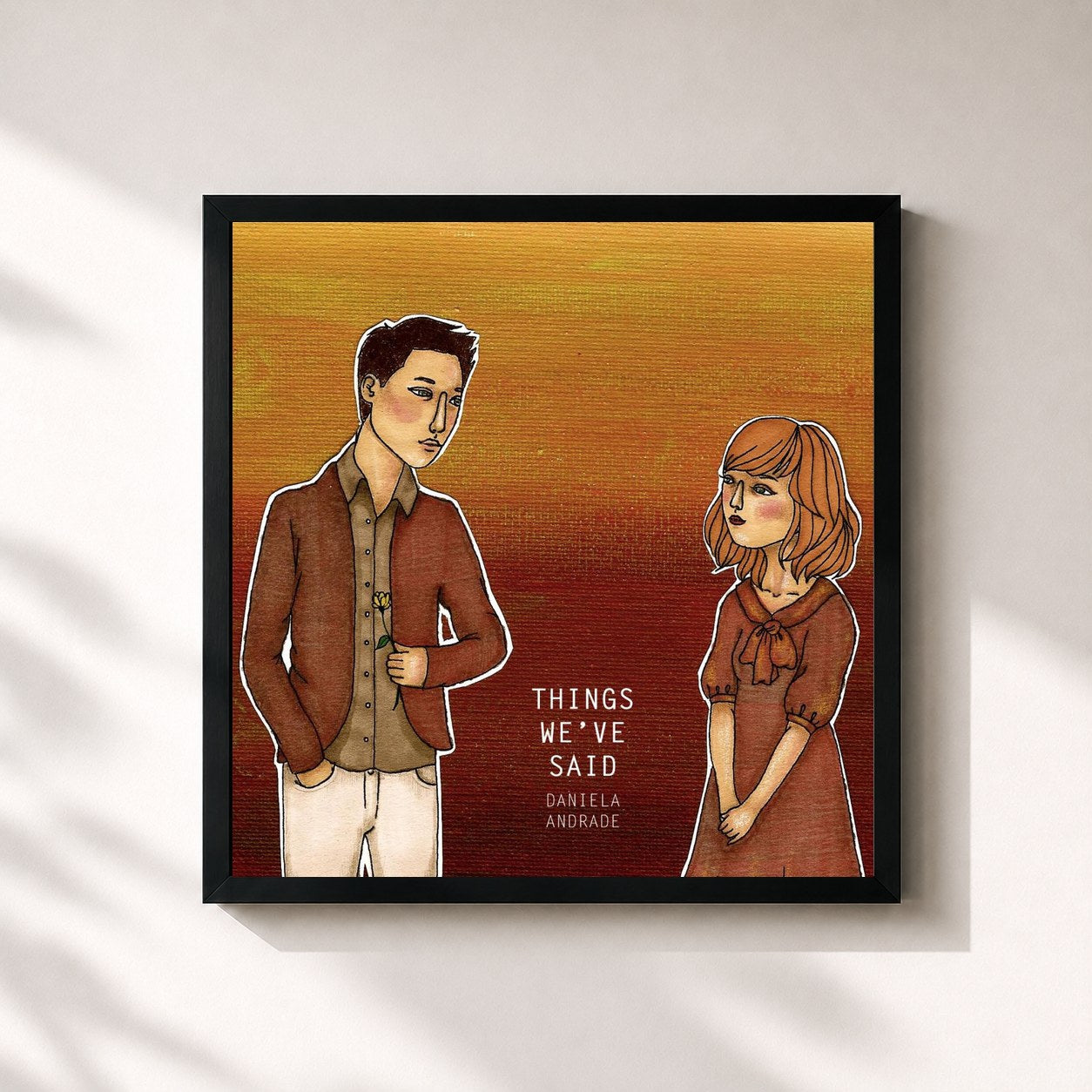 #noir Tableau carré de l'album Things We've Said de Daniela Andrade, cadre noir 32x32 cm