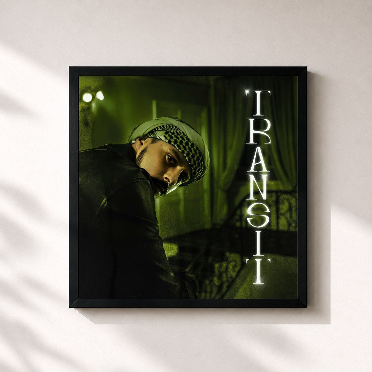 #noir Tableau carré de l'album TRANSIT de TRZ, cadre noir 32x32 cm