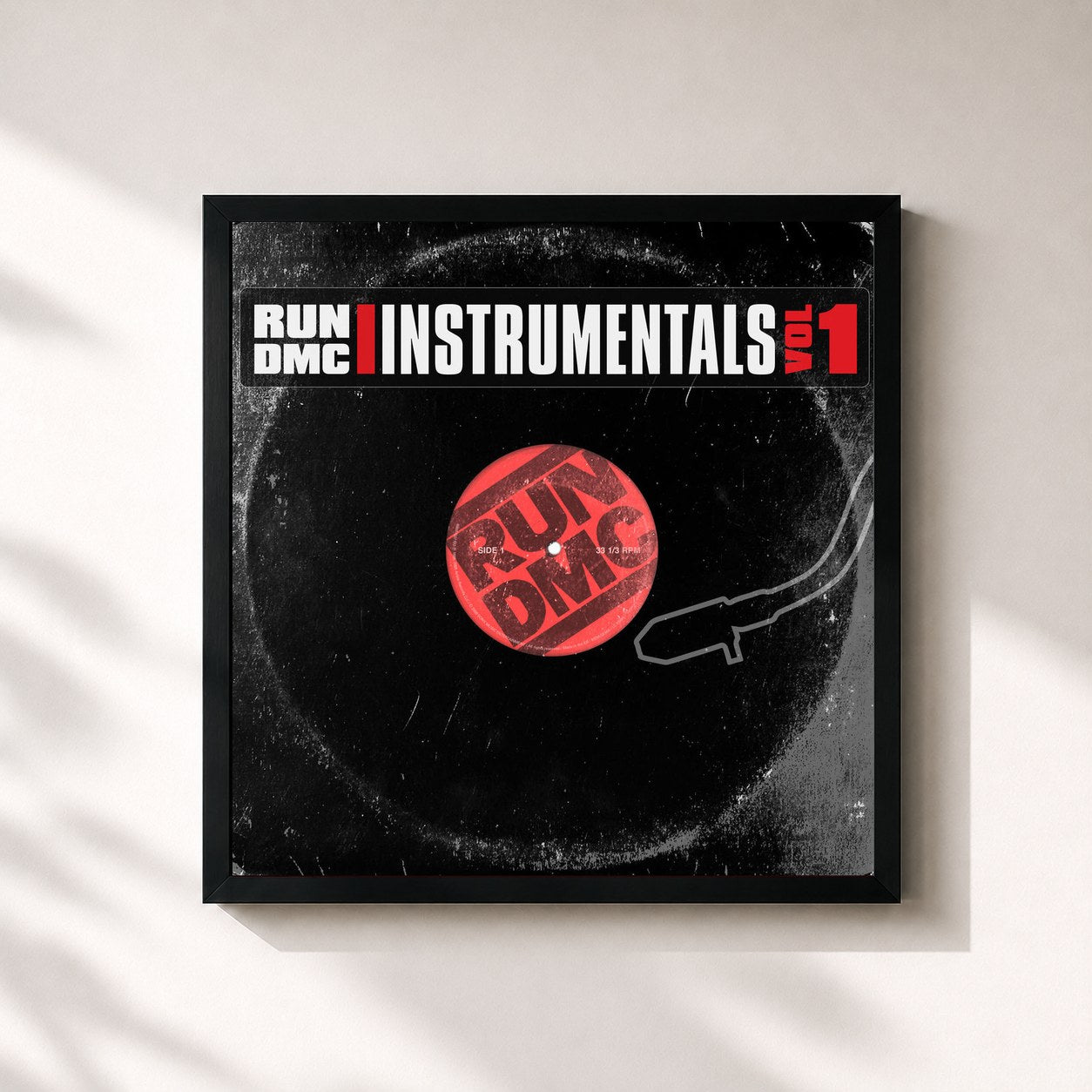 #noir Tableau carré de l'album The Instrumentals Vol. 1 de Run-DMC, cadre noir 32x32 cm