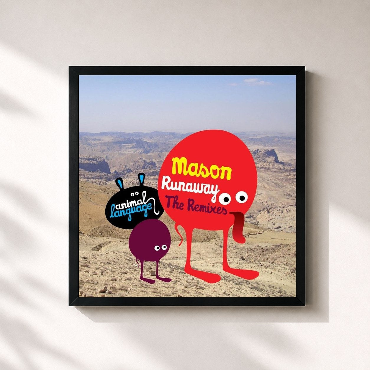 #noir Tableau carré de l'album Runaway - Remixes de Mason, cadre noir 32x32 cm